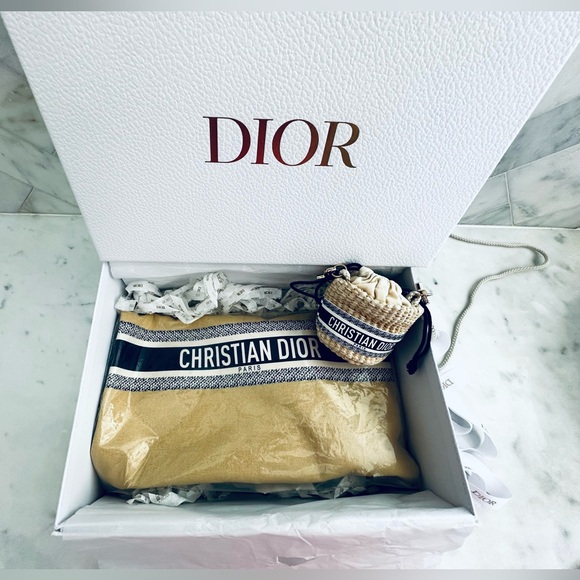DIOR BEAUTY TOTE & RAFFIA CROSSBODY ROPE CINCH POUCH W/LIPPIE-3 SAMPLES-3 DUSTY - Picture 3 of 13